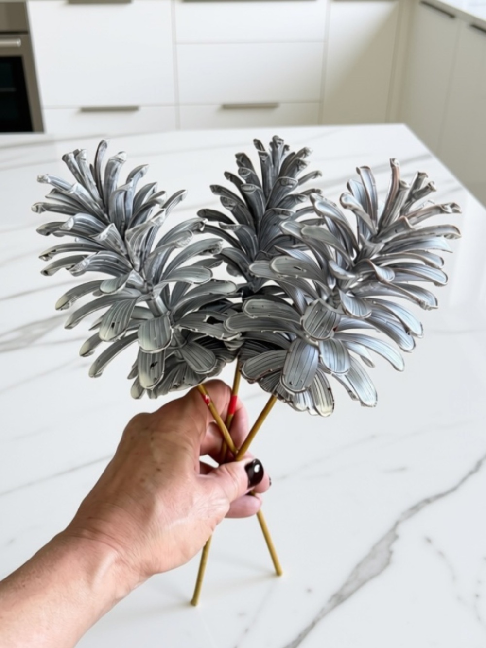 Silver Pine Cone Picks - Set of 11